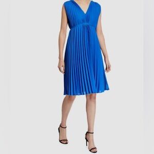 Max Studio Royal Blue Pleated Midi Dress